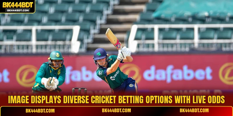 Image displays diverse cricket betting options with live odds